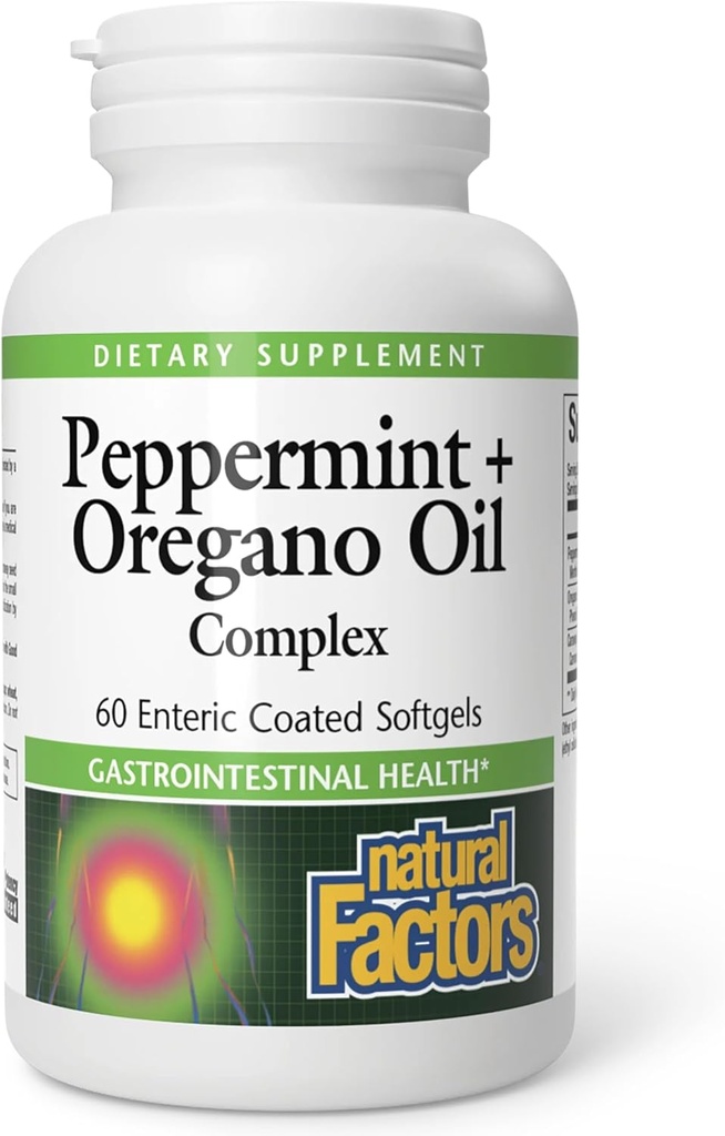 Naturalne czynniki, Peppermint & Oregano Oil Complex, Pomoc trawienna dla zdrowia przewodu pokarmowego, 60 softgeli