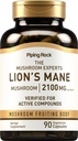 Piping Rock Lions Mane Supplement Kapsułki 124; 2100mg 124; 90 Hrabia 124; Mushroom Fruiting Body Extract for Men and Women British 124; Hericium Erinaceus British 124; Vegetarian, Non-GMO, Gluten Free