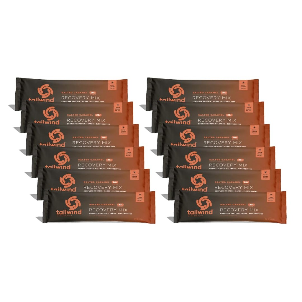 Mieszanka do odzyskiwania pożywienia Tailwind, 20 Grams Kompletne białko, Węglowodany, i Electrolytes proszek napój do post-treningu, Wolny od gluten, Soi, i Dairy, Wegan, 12 Służenia, Karmel słodzony