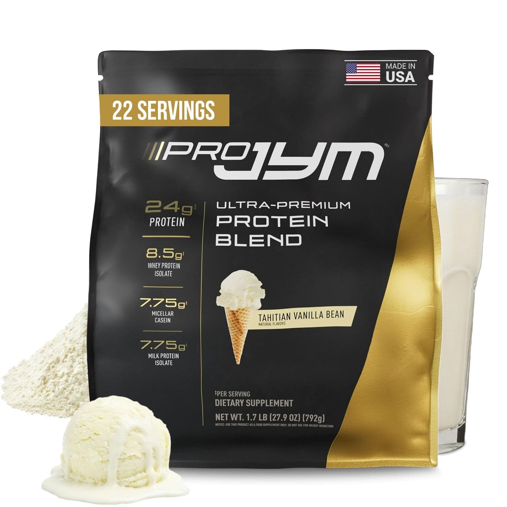 JYM Supplement Science Pro JYM Tahitian Vanilla Protein Powder - izolaty białka serwatki, Kazeina, & Białko mleka, Lean Muscle Building for Men & Women, 22 Służenie