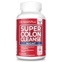 Health Plus Super Colon Cleanse Night Formula Digestive Support | Constipation Relief to Reduce Bloating with Probiotics and Valerian Root for Sleep | More than 1 Cleanse, 60 Capsules
