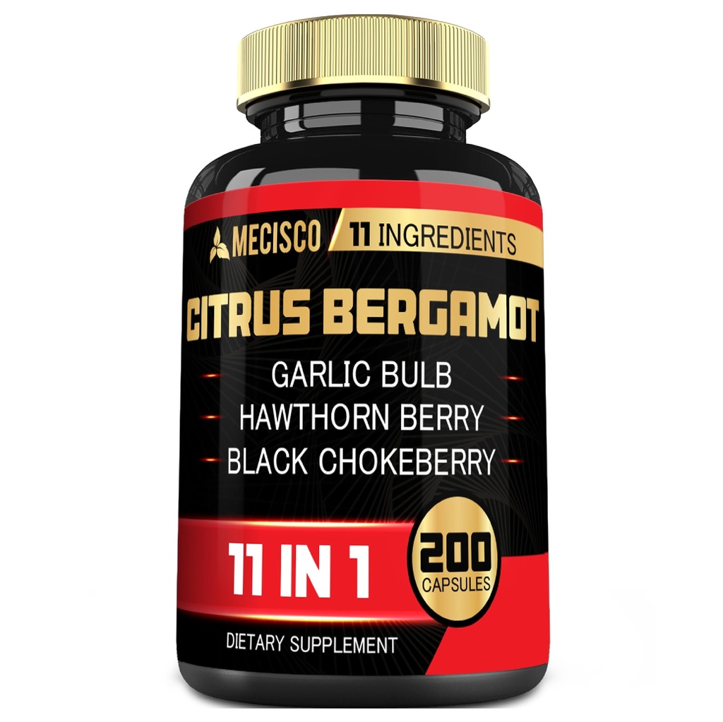11in1 Citrus Bergamot Supplement 1000mg z Olive Leaf, Hawthorn Berry, Guggul, Czosnek i więcej - Wsparcie odporności, Circulative System & Ogólne zdrowie - 200 Kapsułki