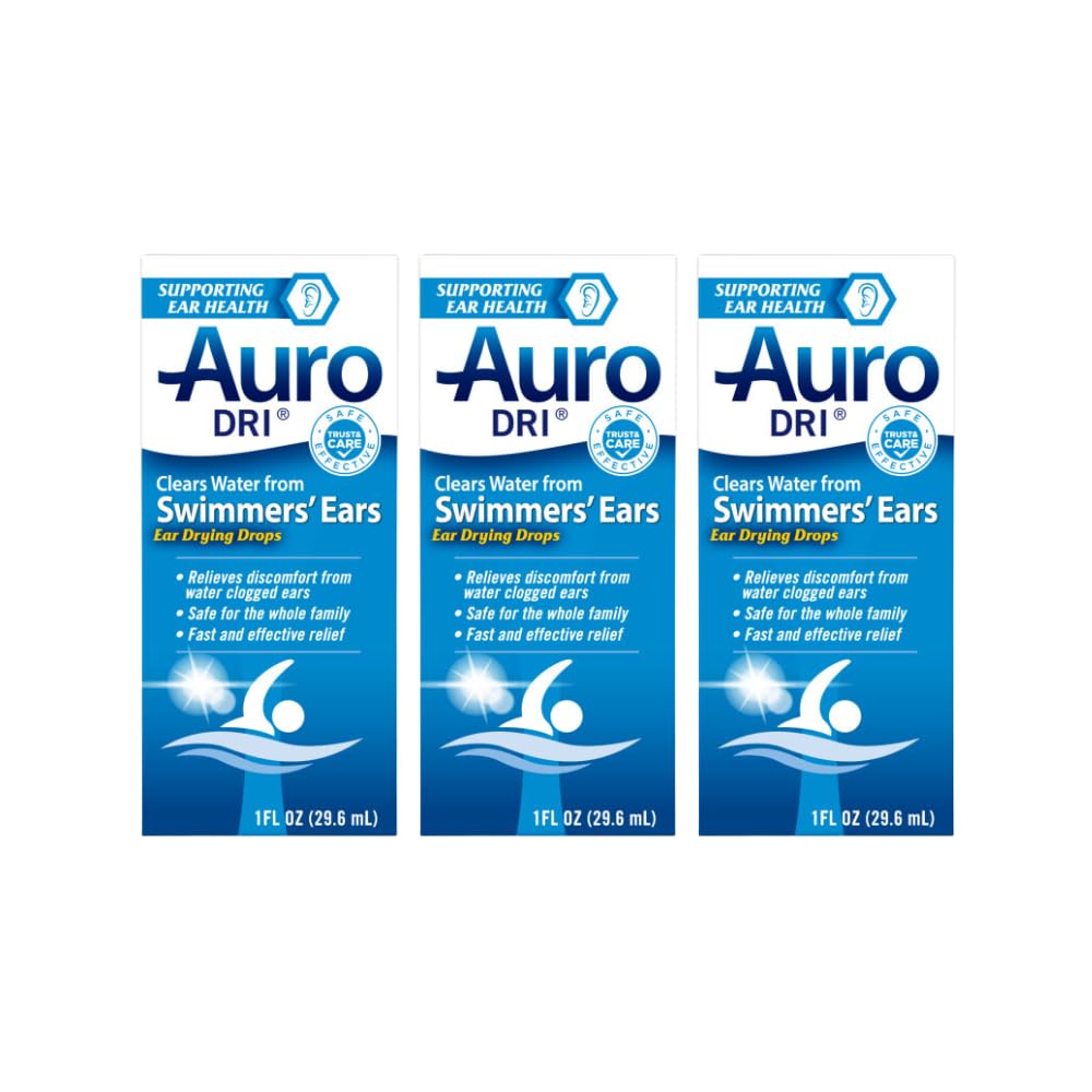 Auro- Dri Ear Water- Suszarnia Pomoc, Pomaga Swimmers 'Ear, 1 Fl Oz (Pack of 3)