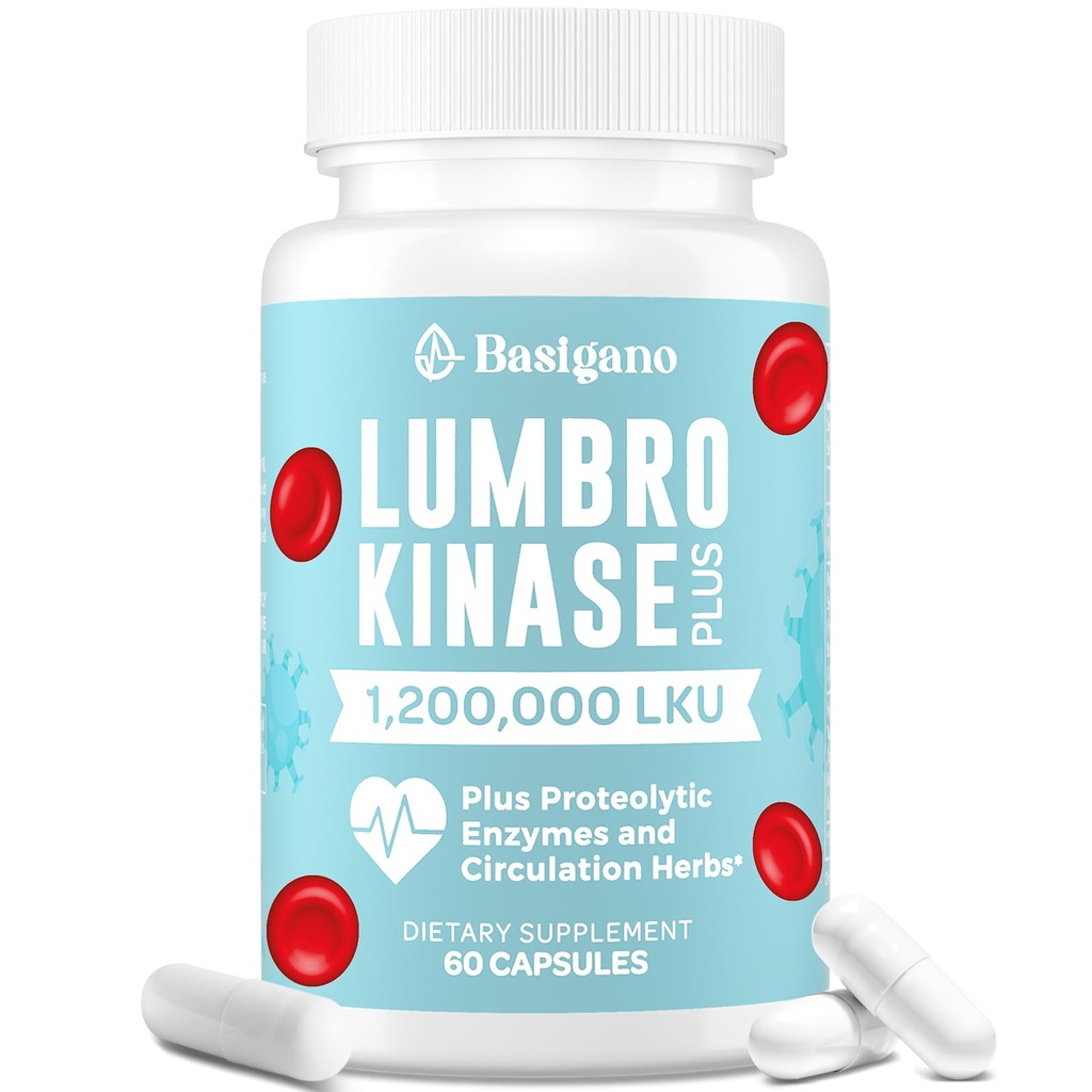 Suplement Lumbrokinazy, 1.2 Milion LKU - 120 mg kapsułki, potężna Nattokinaza Alternatywna z enzymami proteolitycznymi i mieszanką ziołową
