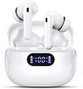 Wireless Earbuds, 42H Playtime Bluetooth 5.3 Słuchawki, HiFi Stereo Zadzwoń do Hałas Anulowanie słuchawek, IPX7 Wodoodporny Stereo in- Słuchawki z Display LED dla iOS Android (biały)