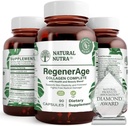 Natural Nutra Regenerage Complete Supplement for Skin Health with Protein Peptydes, Reduct Stretch Marks, Contributes Overall Health, Witamina C, Wyciąg z czerwonego wina z nasion winogron, Gluten Free, 90 Kapsułki.