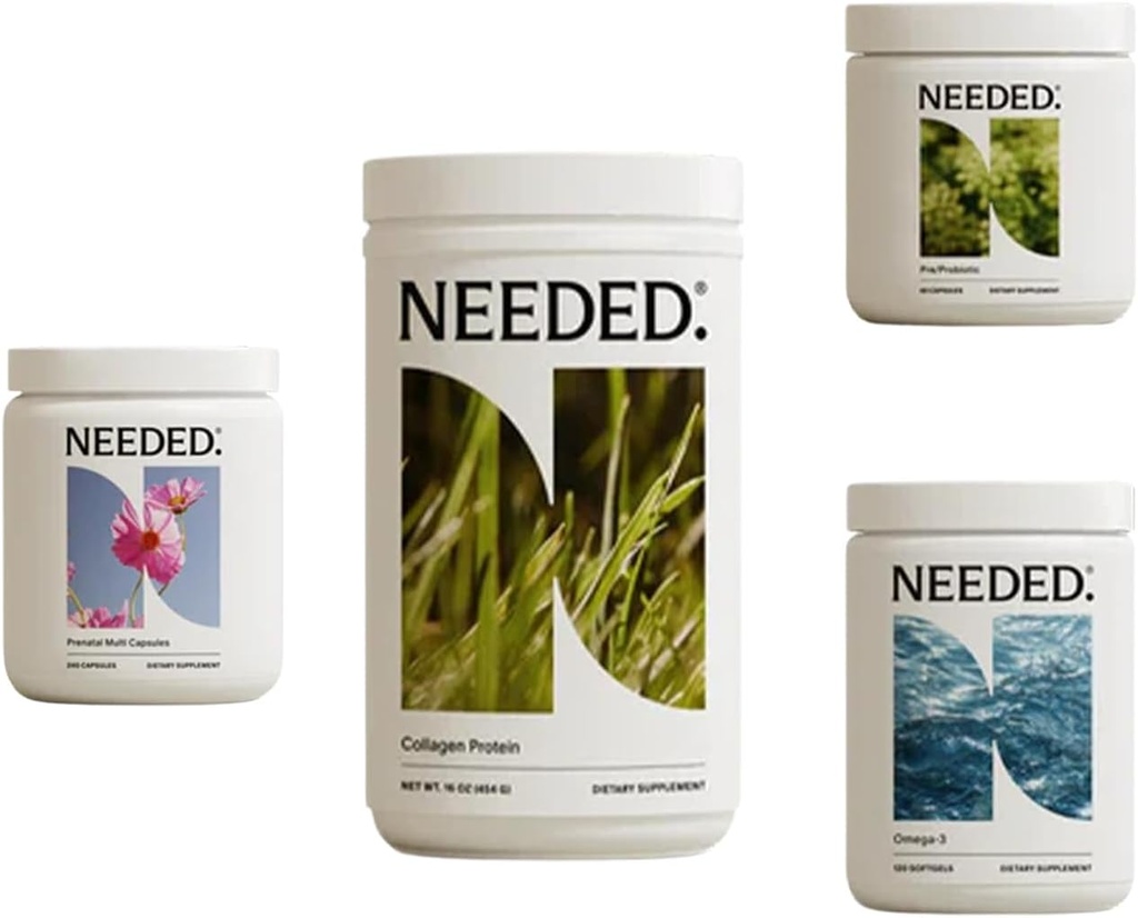 Potrzebowałem. Prenatal Complete Wellness Bundle - Multivitamin, Omega-3, Collagen & Prebiotic- Probiotic dla ciąży, Karmienie piersią, Poppartum - 30- Day Supply