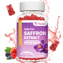Gummie szafranowe, 10 w 1 Suplementy szafranowe Gummie z Magnezu, Ashwagandha & Rhodiola Rosea, Sugar Free Vegan mieszany Berry Flavor - 60Cts
