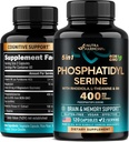 Fosfatydyloseryna 400 mg z L- Theaniną, Magnezem i Witaminą B6, Rhodiola Rosea - Mózg, Memory & Focus Support - Certified Non-GMO, Naturally Derived & Biodostępny - Made in USA - 120 Сappels