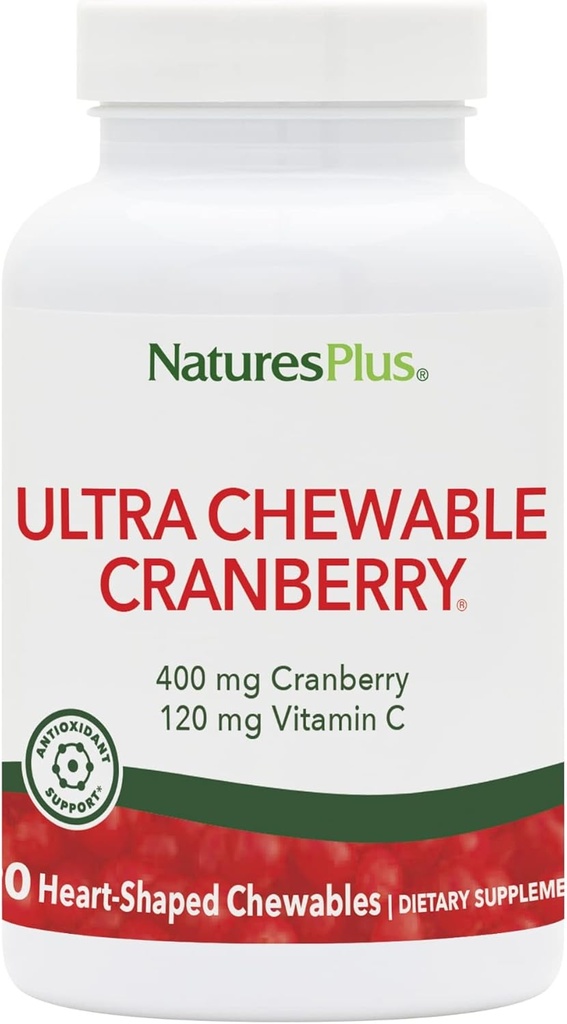 NaturesPlus Ultra Żurawina do żucia - 90 Jagody miłości tabletki, Pack of 2 - Promotes Urnary Tract Health - Non-GMO, Gluten Free - 90 Razem Sługi