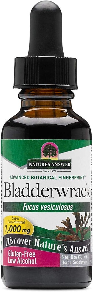 Odpowiedź natury Bladderwrack Thallus z organicznym niskim alkoholem 1 Płynna uncja 124; Naturalny immunologiczny booster 124; Wspomaga trawienie 124; Promuje zdrowy tarczycy