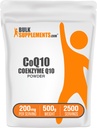 BulkSupplements.com Koenzym Q10 Proszek - Koenzym Q10 200 mg Suplement, Suplement odżywczy - Bez glutenu, 200mg na Podawanie, 500g (1.1 lbs) (Opakowanie po 1)