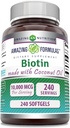 Amazing Biotin Biotin z Extra Virgin Organic Coconut Oil Supplement Equipment 124; 10000 Mcg Equipment 124; Softgels Equipment 124; Non-GMO Equipment 124; Gluten- Free Equipment 124; Made in USA (1 Pack, 240 Count)