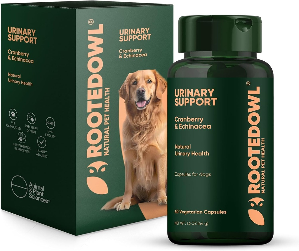 Sowa korzeniowa Wsparcie moczu - Echinacea i suplement żurawinowy dla psów - Zapobieganie UTI psów - 60 / ct