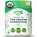 KOS Organic Super Zielone Proszek Erythritol Free - Mieszanka roślin Superfood z Spirulina, Chlorella & Wheatgrass - USDA Certified Organic, Green Juice Smoothie - Jabłko Flavor - 28 Servings