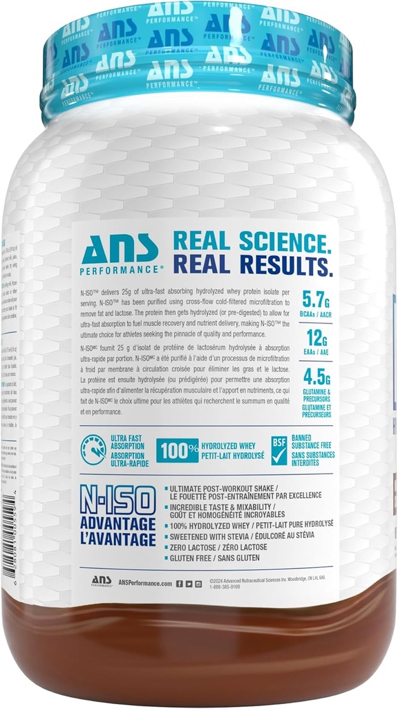 ANS Performance 100% Czysta hydrolizowana izolacja białka serwatki + BCAA - 25g białka - bez orzechów, bez glutenu, bez laktozy (Czekolada mleczna, 1,8 lb)