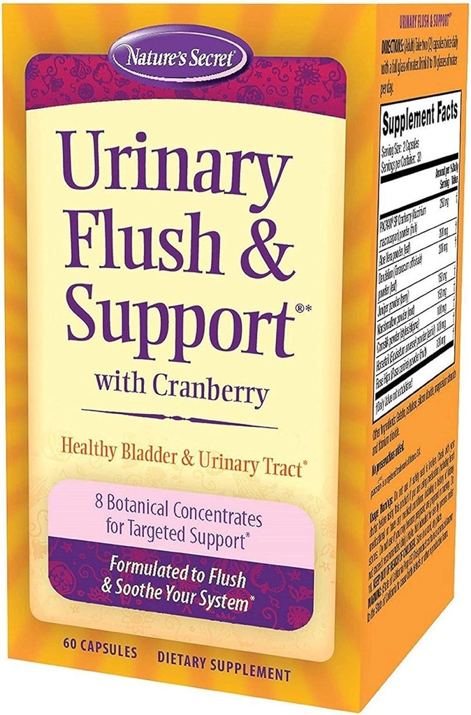Sekretny kolor moczu przyrody & Wsparcie z żurawinów promuje zdrowe pęcherza i trakt moczowy - 8 Botaniczny Koncentrat Mieszanki do Flush & Soothe - Zdrowa Eliminacja i Detoksykacja - 60 Kapsułki
