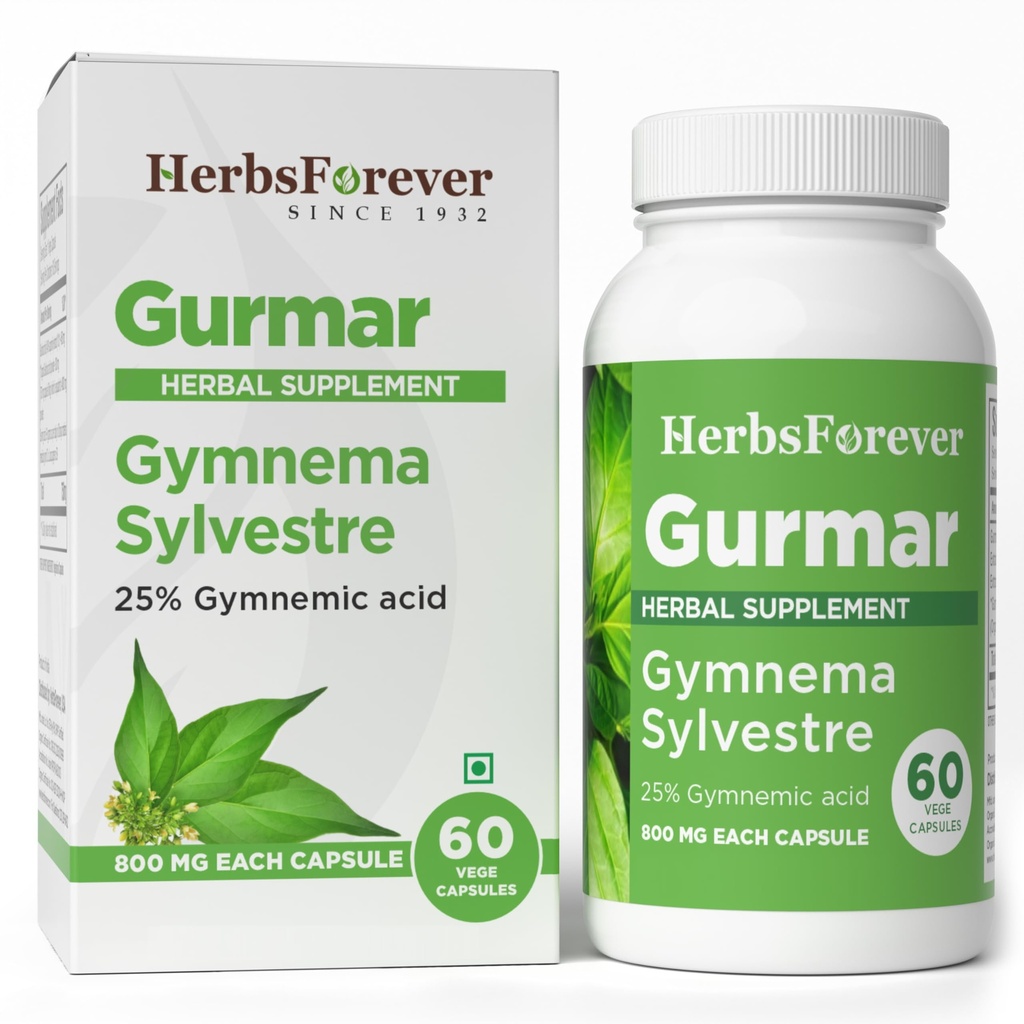 Herbsforever Gurmar Kapsułki 124; Gimnema Sylvestre Herbal Supplement Description 124; 7: 1 Koncentrated Extract Description 124; Wsparcie zdrowego stylu życia 124; 60 Kapsułki Veg 124; Non-GMO & Vegan
