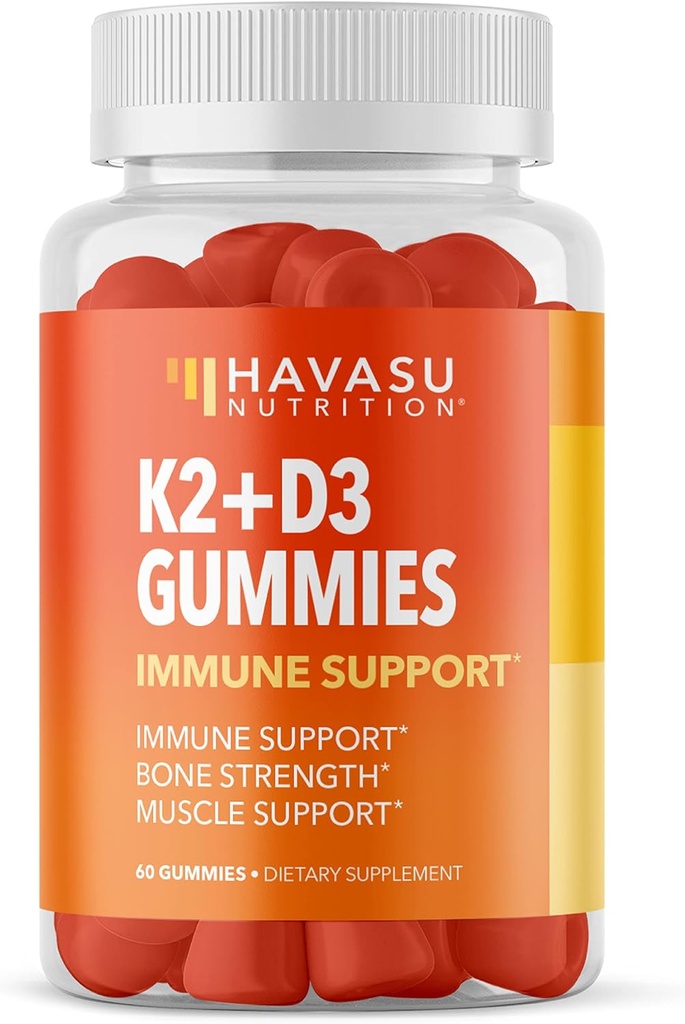 HAVASU NUTRITION Witamina D3 K2 Gumiaki, Malina, 60ct