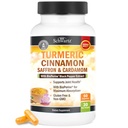 Suplement turmerowy z Saffron, cynamon i kardamon Plus BioPerine Black Pepper Extract for Optimal Absorption, Natural Tumeric Curcumin Joint Supplement for Women and Men, 60 kapsułki