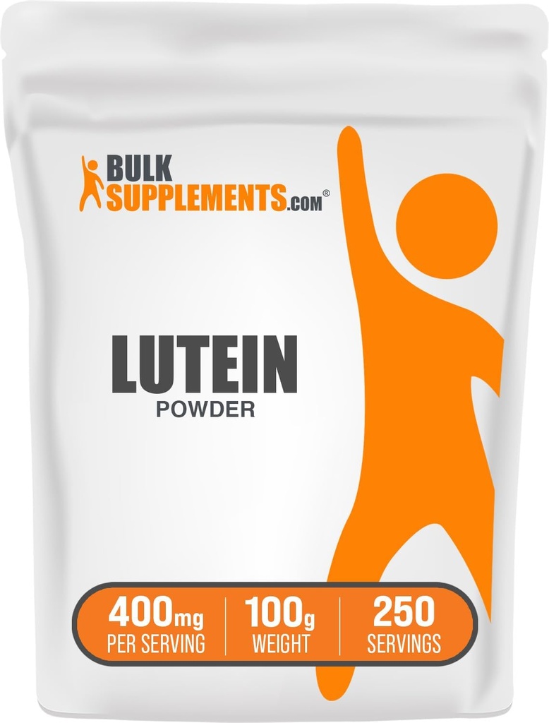 BulkSupplements.com Lutein Powder - z Marigold Flower Extract, Suplement do oczu, Lutein 20mg - Źródło przeciwutleniaczy, Gluten Free, 400mg per Serving, 100g (3.5 oz) (Opakowanie po 1)