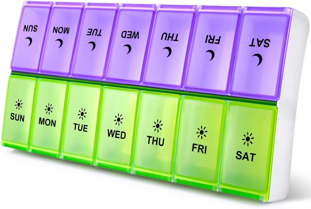 2 razy dziennie, XL Weekly Pill Box, AM PM Pill Case, Pill Container 7 dzień, Witamina Case Dwa razy dziennie