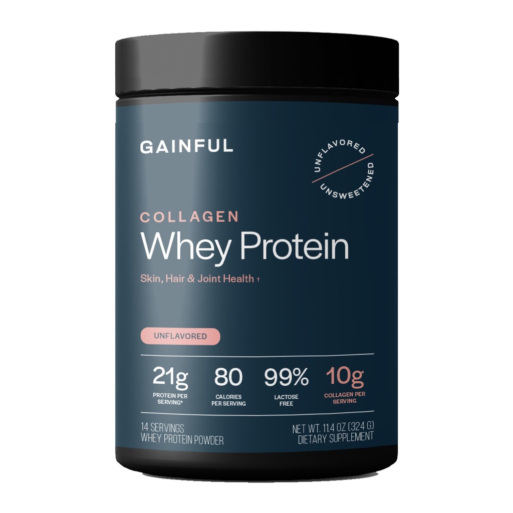 Kolagen pożywny Proszek z białka serwatki, 21g Białko per serving, Unflavored, Wspomaga odzysk mięśni, Joint Health, i Hydration skóry z Grass- Fed Kolagen Peptydy, Witamina C, 14 Słupki