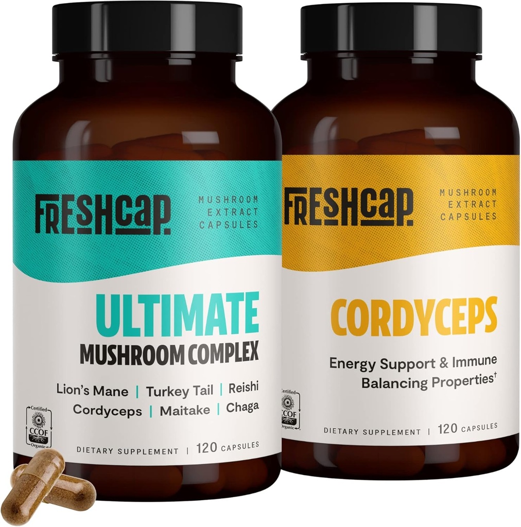 Świeże Grzyby Grzyby Energy Bundle (Kapsułki Cordyceps i Ultimate Mushroom Complex Kapsułki)