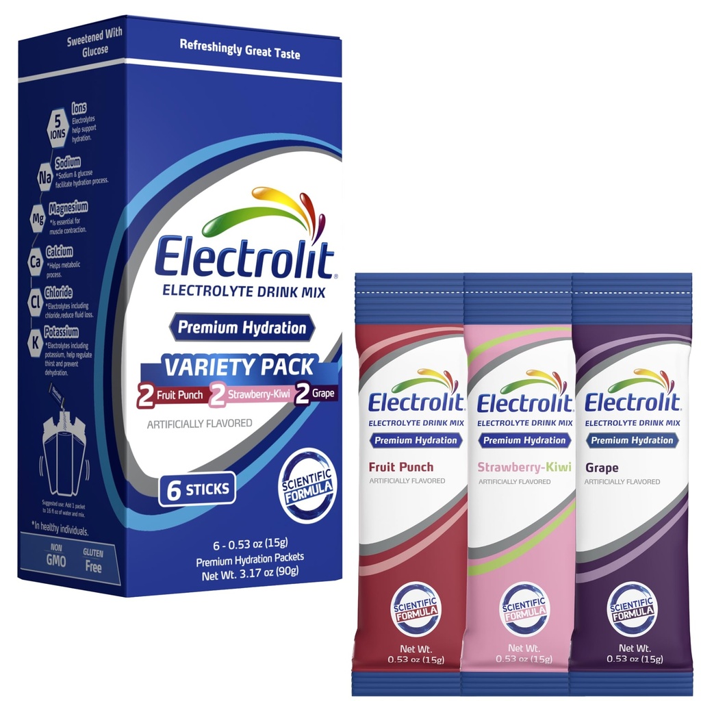 Elektrolity Pakiety proszkowe, Odmiana 8 Pakiet, Pudrowane pakiety nawadniające do odwadniania i nawadniania, Post Workout Flavored Napoje nawadniające Mix, Gluten Free Water Enhancer Sticks