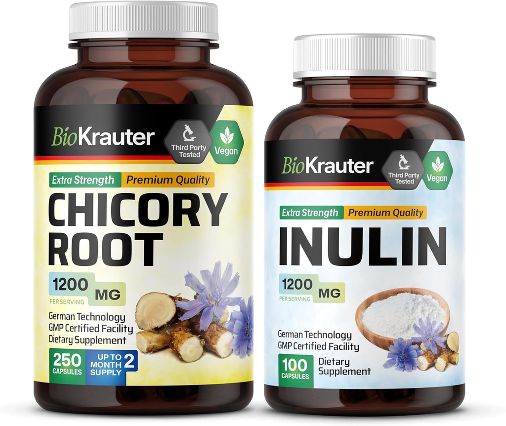 BIO KRAUTER Chicory Root 250 kapsułki i inulina 100 kapsułki