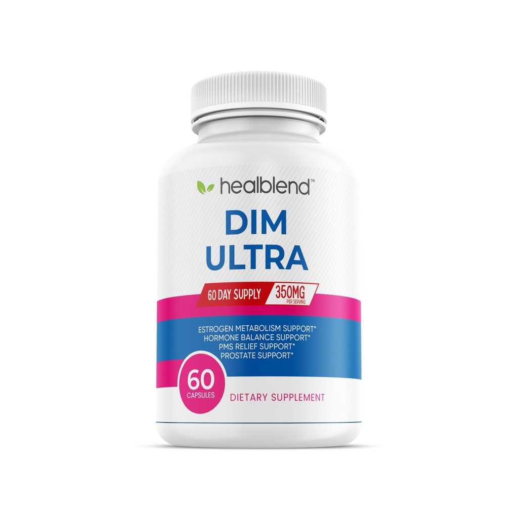 healmix DIM Ultra Dietary Supplement 350mg z bioperyną, diindolilometanem, wsparcia metabolizmu estrogenów, równowagi hormonalnej i ulgi PMS, 60 kapsułek