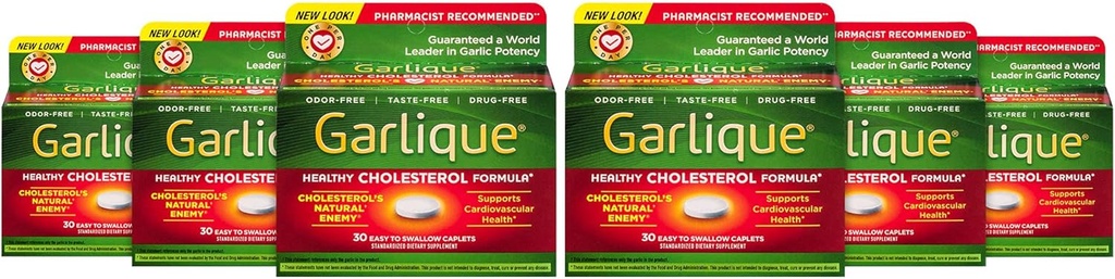 Garlique Healthy Cholesterol Formuła z 5000 µg Allicin, 60 Enteric Coated Caplets (Opakowanie po 6)