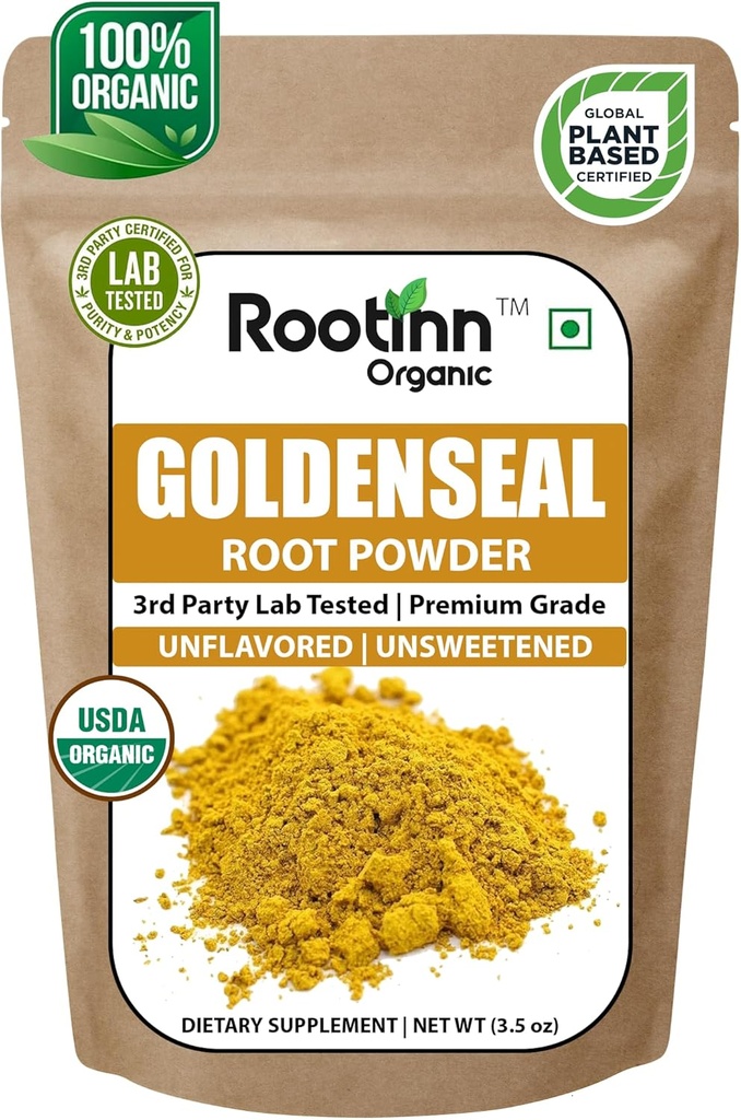 Złotowłosy proszek - 3.5 oz, 100 Sług * Lab Tested / USDA Organic * Czysty naturalny Goldenseal Proszek korzeniowy