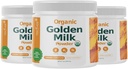 Organiczny złoty proszek mleczny z witaminami D3 & K2, kurkumina, kurkumina, cynamon, KSM66 Ashwagandha, Bazylia Święta i naturalne prebiotyki - Pyszne niesłodzone Turmeric Latte - 3 opakowania