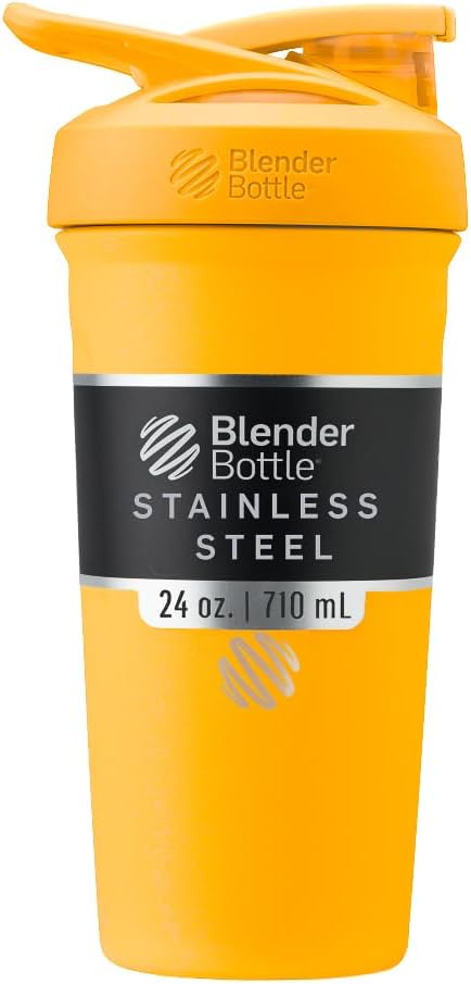 BlenderBottle Sport Izolowana stal nierdzewna Shaker Butelka z drutu Whisk, 24- Ounce, Mango - Shakes protein & Hydration dla sportowców & Fitness Entuzjastów, Easy Mixing, Keeps Drink zimno, Lockable Lid
