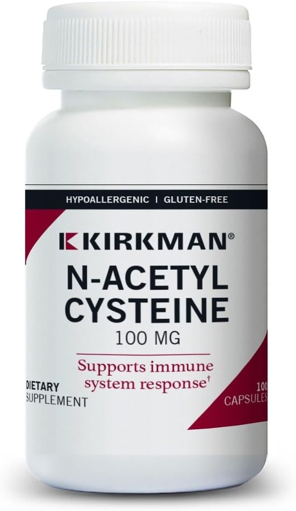 Kirkman N- Acetylo Cysteine100 mg - Hypoalergenne 124; 124; NAC 124; 124; 100 Kapsułki wegetariańskie 124; 124; Gluten i Casein wolne 124; 124; 124; Przeciwutleniacze 124; 124; Wspomaga odpowiedź układu immunologicznego.