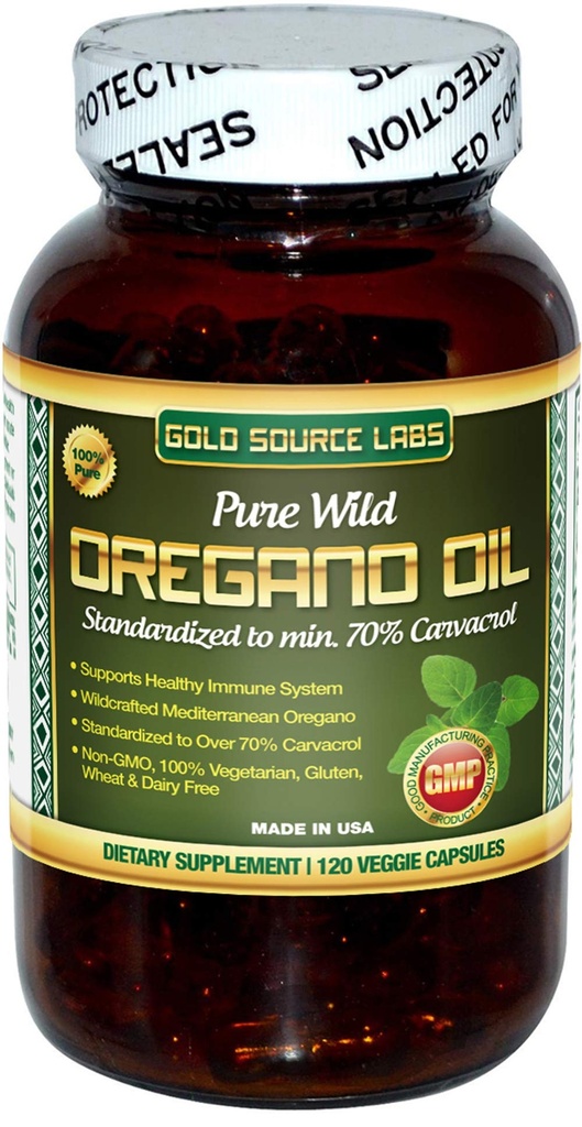 Wild Oregano Oil Capsules - 120 Liquid Veggie Softgels - Wyciąg z czystego znormalizowanego Wild Oregano Leaf oferuje 70% Carvacrol (32 mg) dla zdrowia układu immunologicznego - Non GMO, Vegan, Gluten Free