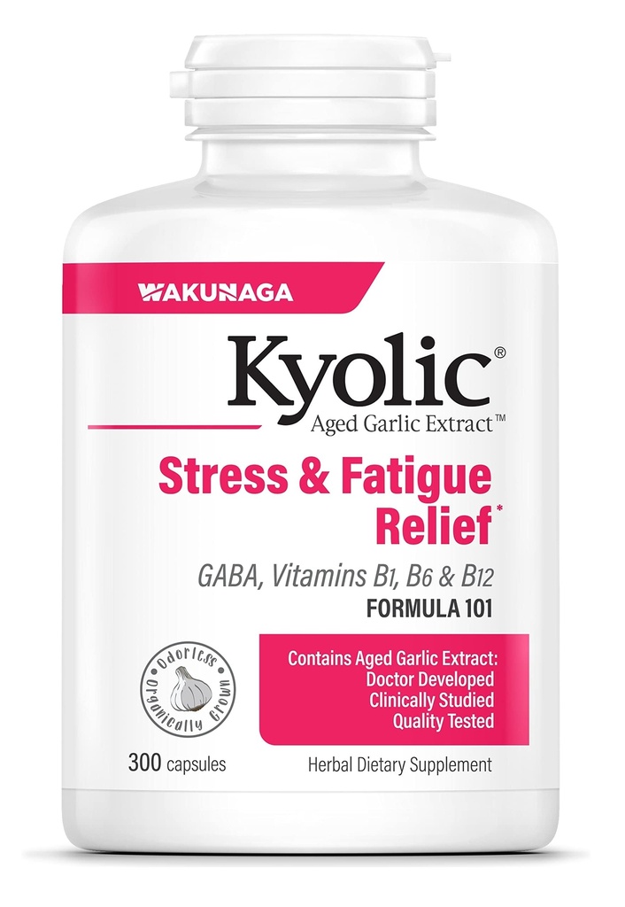 Kyolic Aged Garlic Extract Formula 101, Stres i Zmęczenie Relief, 300 Kapsułki.