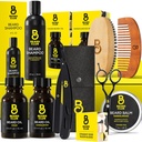 Zestaw Beard Club Premium Beard dla mężczyzn - Zestaw pielęgnacji i pielęgnacji - Cedar & Sandalwood Oil, Balon Sandalwood, Szampon, Szczotka, Grzebień, Nożyczki przyciskowe, Proste Razor krawędzi - Zestaw prezentów