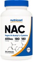 Nutricost N- Acetyl L- Cysteine (NAC) 600mg, 180 kapsułki - Non-GMO, Gluten Free