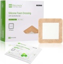 NeuHeils Silicone Adhesive Foam opatrunek z delikatną granicą 4 "x4" dla Bed Sore Leg Ulcer 10 Pack, Wysoka Absorbencja Waterproof Silicon Range Bandage