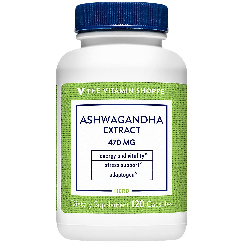 Witamina Shoppe Ashwagandha Extract 470MG - Herbal Supplement, który zapewnia energię i witalność, Pomaga w zarządzaniu stresem (120 Kapsułki)