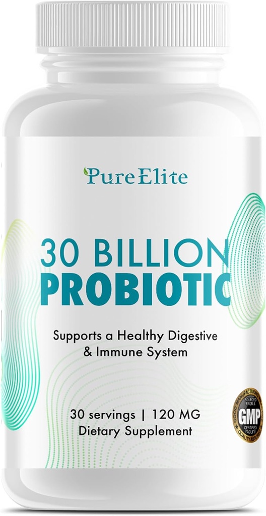 Gut Probiotic 30 Miliard CFU z DE111 ® & 10 Szczepy - Wysokiej mocy suplement probiotyczny dla zdrowia trawiennego, Wsparcie układu immunologicznego, Zwiększona absorpcja odżywcza - Non-GMO, 30 Kapsułki wegetariańskie