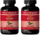 Wzrost włosów Witaminy Włosy Bez biotyny - DHT Blocker Hair Complex - dla mężczyzn i kobiet - Wsparcie zdrowego wzrostu włosów - Piła Palmetto ekstrakt kapsułki - 2 Butelki 120 Tabletki powlekane