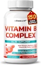 Witamina B Complex - Wysoka potencja z tiaminą, Riboflavin, Niacyna Witamina B6, Folate, Witamina B12 -Energia, Focus, Włosy, Skóra, Nails Support - 150 Count - Made & Tested in USA