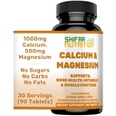 SHIFAA NUTRITION Halal suplement magnezu wapnia w / witamina D3 do 124; 1000 mg wapnia, 500 mg magnezu do 124; 30 Służenia, Non-GMO do 124; Struktura i wytrzymałość kości, Zęby, Kardiochirurgiczne i wsparcia mięśni