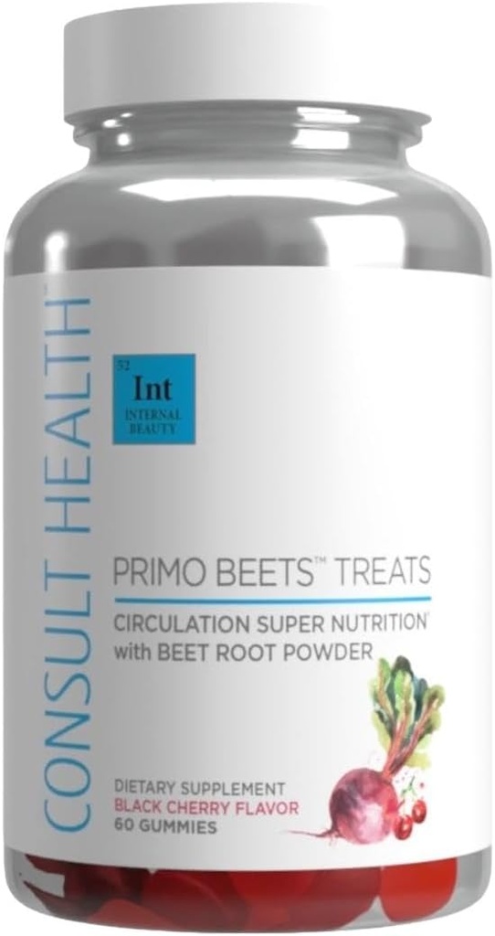 Consult Health - Primo Beets Treats Gummies - Cyfrowe Super Nutrition z Buraka Root Powder - Black Cherry Flavor