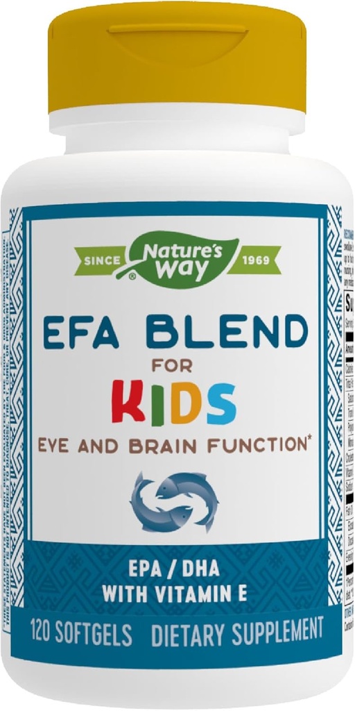 Nature 's Way EFA Mieszanka dla dzieci z witaminą E, Wspomaga funkcje oczu i mózgu *, 120 Softgels
