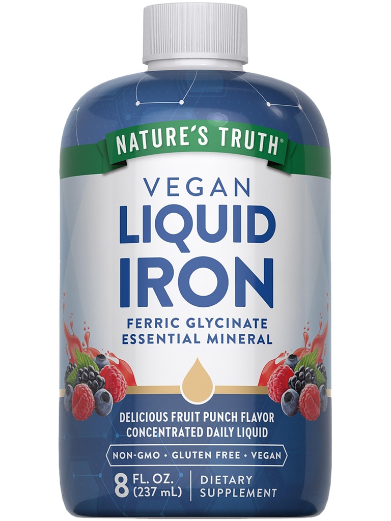 Nature 's Truth Liquid Iron Drops Supplement 18mg Agregat 124; Esential Mineral Agregates 124; Vegan, Non-GMO, Gluten Free