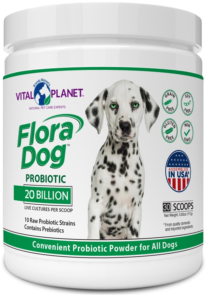 Vital Planet - Probiotyczny suplement do proszku Flora Psa z 20 Billion Cultures i 10 Szczeliny, Wysoka moc immunologiczne i pokarmowe Probiotyki dla psów, 3.92 oz., 111 Grams, 30 Służenia